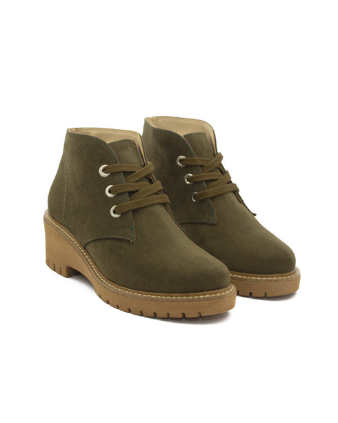 Botín Verde Suela Combat Cordones 13007